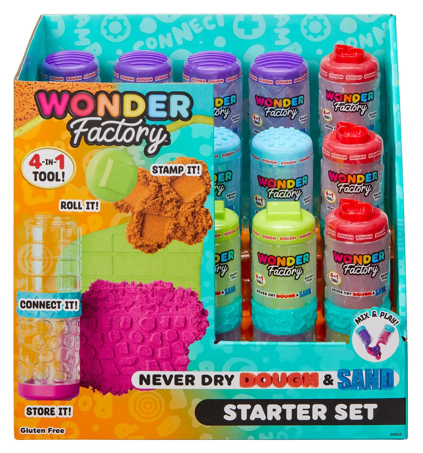 Wonder Factory Never Dry Dough & Sand Starter Set Asst in PDQ 595304-EUC – widok 2