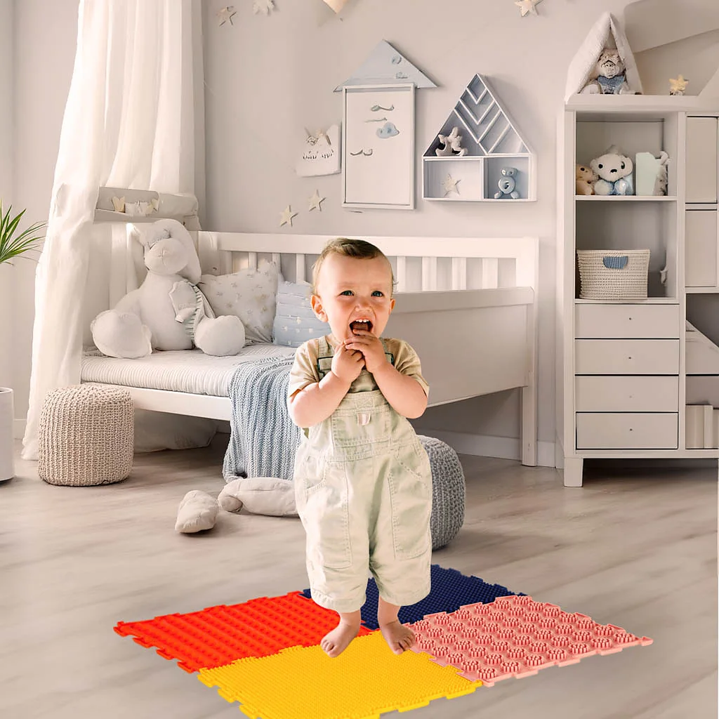 Mata sensoryczna puzzle montessori do masażu stóp 8 elementów kolorowe – widok 14