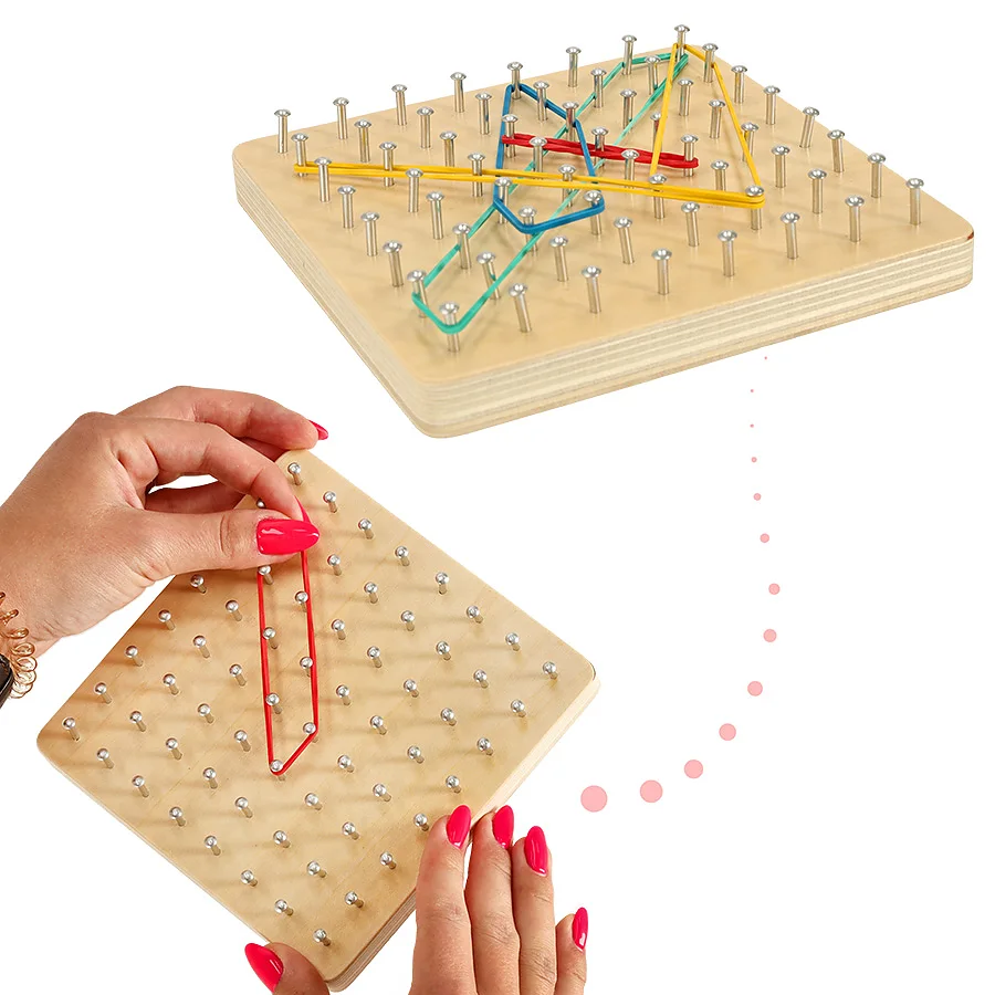 Geoboard geoplan drewniana układanka tworzenie kształtów z gumek – widok 4