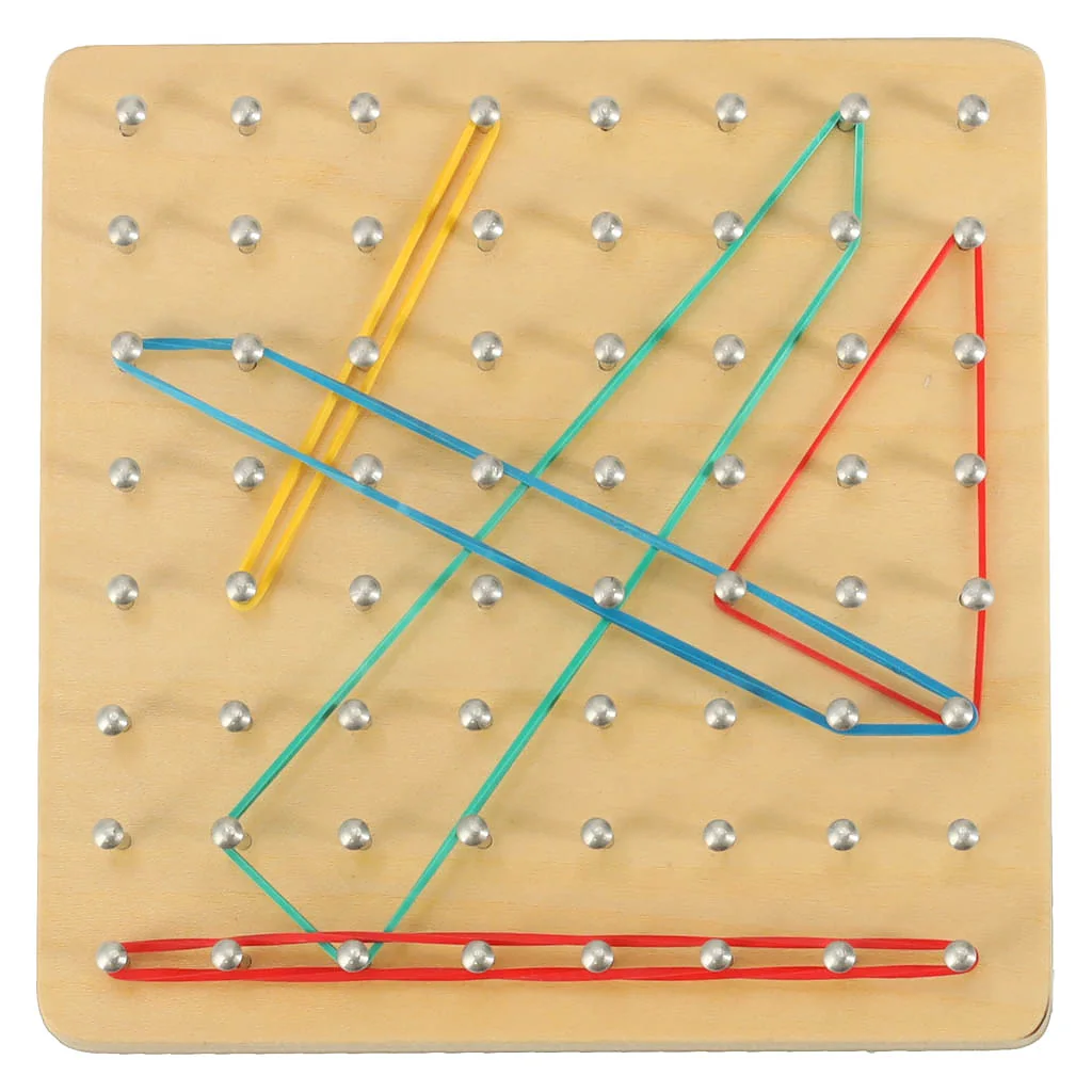 Geoboard geoplan drewniana układanka tworzenie kształtów z gumek – widok 9