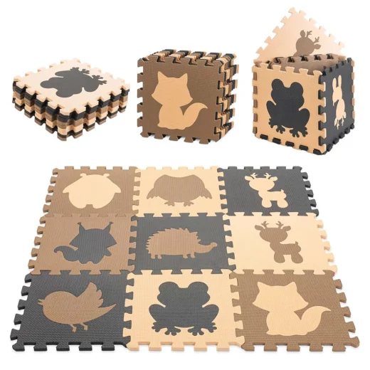 Mata edukacyjna piankowa puzzle beż 85 x 85 cm 9 elementów – widok 1