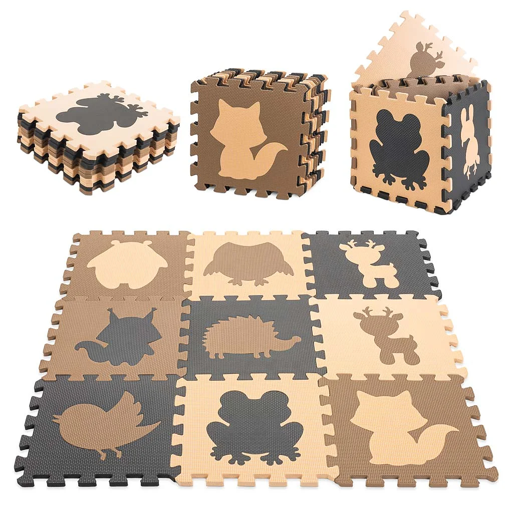 Mata edukacyjna piankowa puzzle beż 85 x 85 cm 9 elementów – widok 1