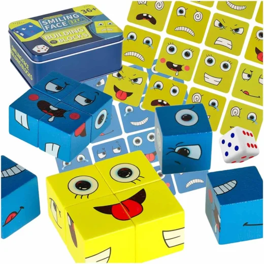 Gra edukacyjne wyzwania nauka emocji klocki drewniane – widok 1