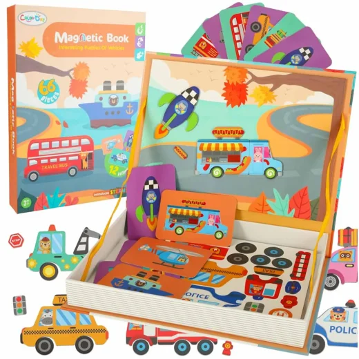 Książeczka magnetyczna układanka puzzle z magnesem środki transportu – widok 1