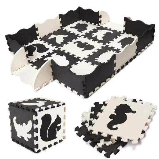 Mata edukacyjna piankowa puzzle 114 x 114 x 1 cm czarna 25 elementów – widok 1
