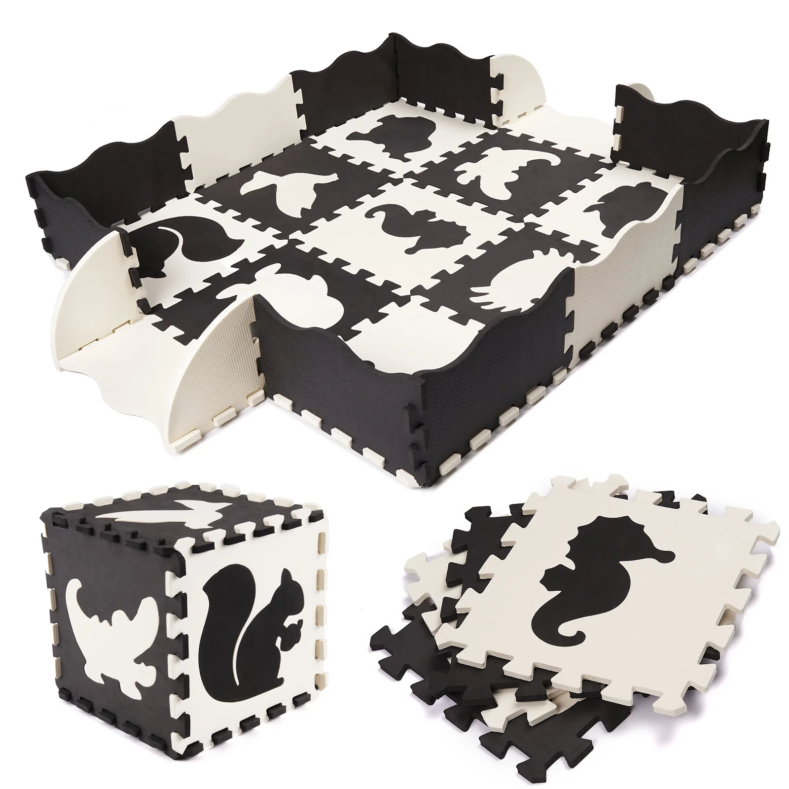 Mata edukacyjna piankowa puzzle 114 x 114 x 1 cm czarna 25 elementów – widok 1