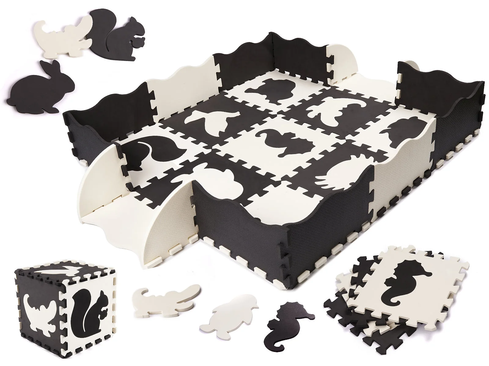 Mata edukacyjna piankowa puzzle 114 x 114 x 1 cm czarna 25 elementów – widok 2