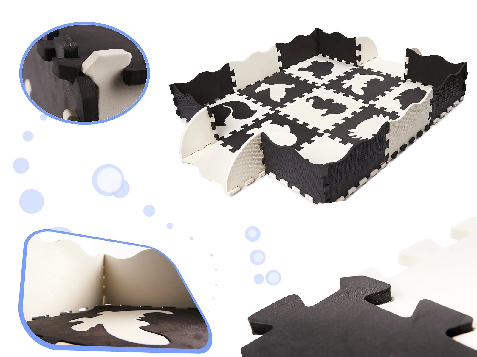 Mata edukacyjna piankowa puzzle 114 x 114 x 1 cm czarna 25 elementów – widok 3